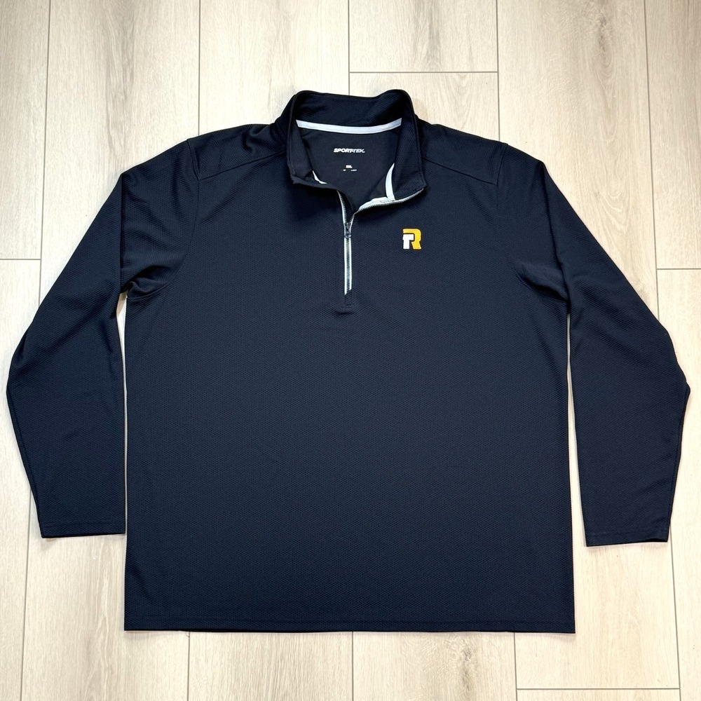 Sport-Tek Black 1/4 Zip Pullover Jacket Men's 2XL R Logo Long Sleeve‎ Shirt